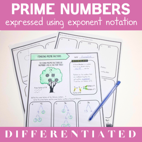 Prime Numbers Expressed Using Exponent Notation