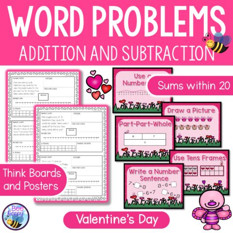 Valentines Day Word Problems Addition And Subtraction Within 20 Cover