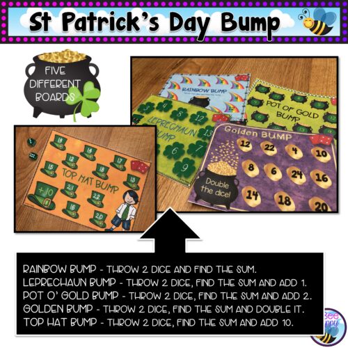 St Patricks Day Maths Bump Game Boards
