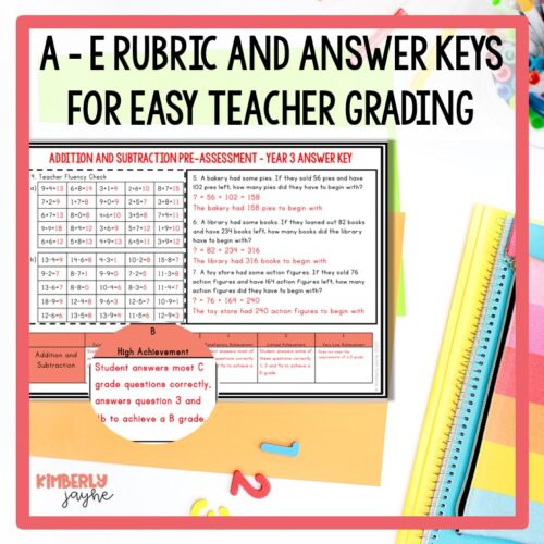 Kimberly Jayne Creates Australian Curriculum Year 3 Addition And Subtraction Assessment