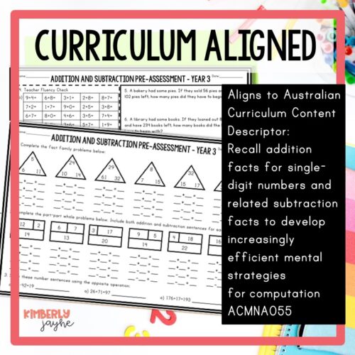 Kimberly Jayne Creates Australian Curriculum Year 3 Addition And Subtraction Assessment