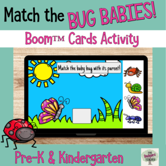 match the bug babies boom cards activity 1
