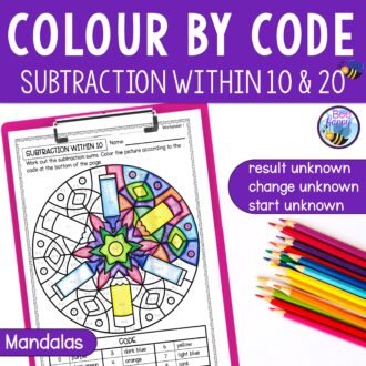 Colour By Code Subtraction Within 20 Mandalas