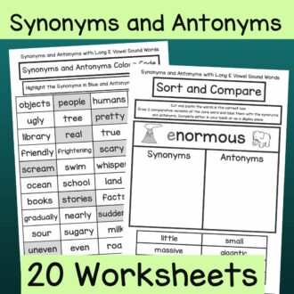 Synonyms and Antonyms Worksheets Long E Cover v2