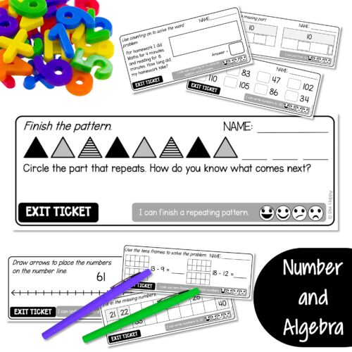 Math Exit Tickets Year One Australian Curriculum V9 Number And Algebra