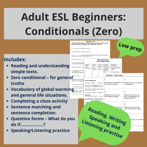 Adult Esl Beginners Conditionals Zero Tpt
