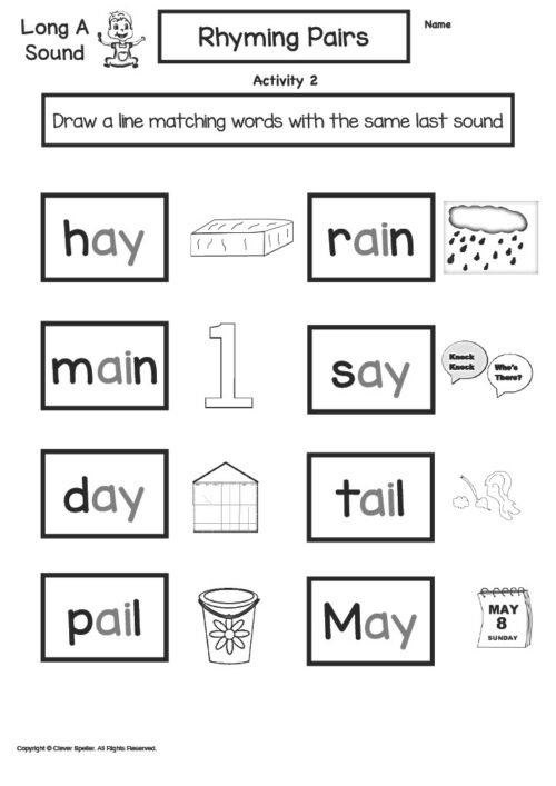 Long A Rhyme Worksheets1024 12