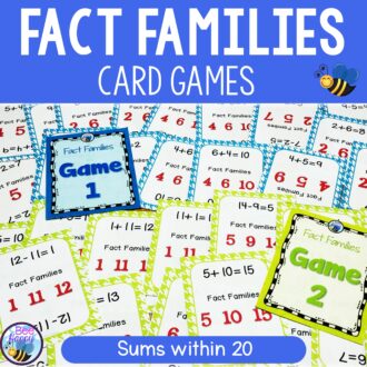 Fact Families Card Games Addition and Subtraction