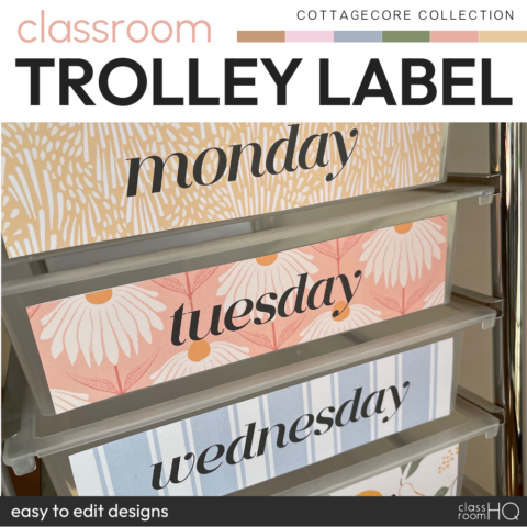 Cottagecore Teacher Trolley Labels
