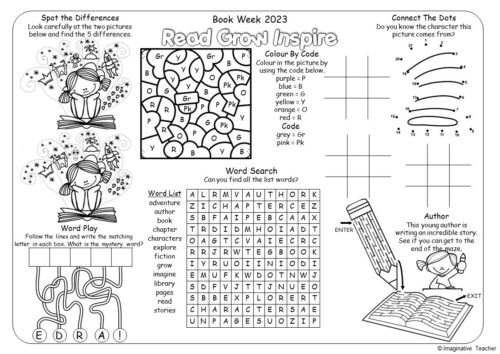 Free Book Week 2023 Read Grow Inspire Activity Page Raw
