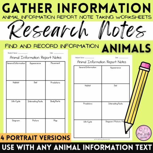 Animal Fact Note Taking Worksheets | Gather &Amp; Collate Animal Report Information