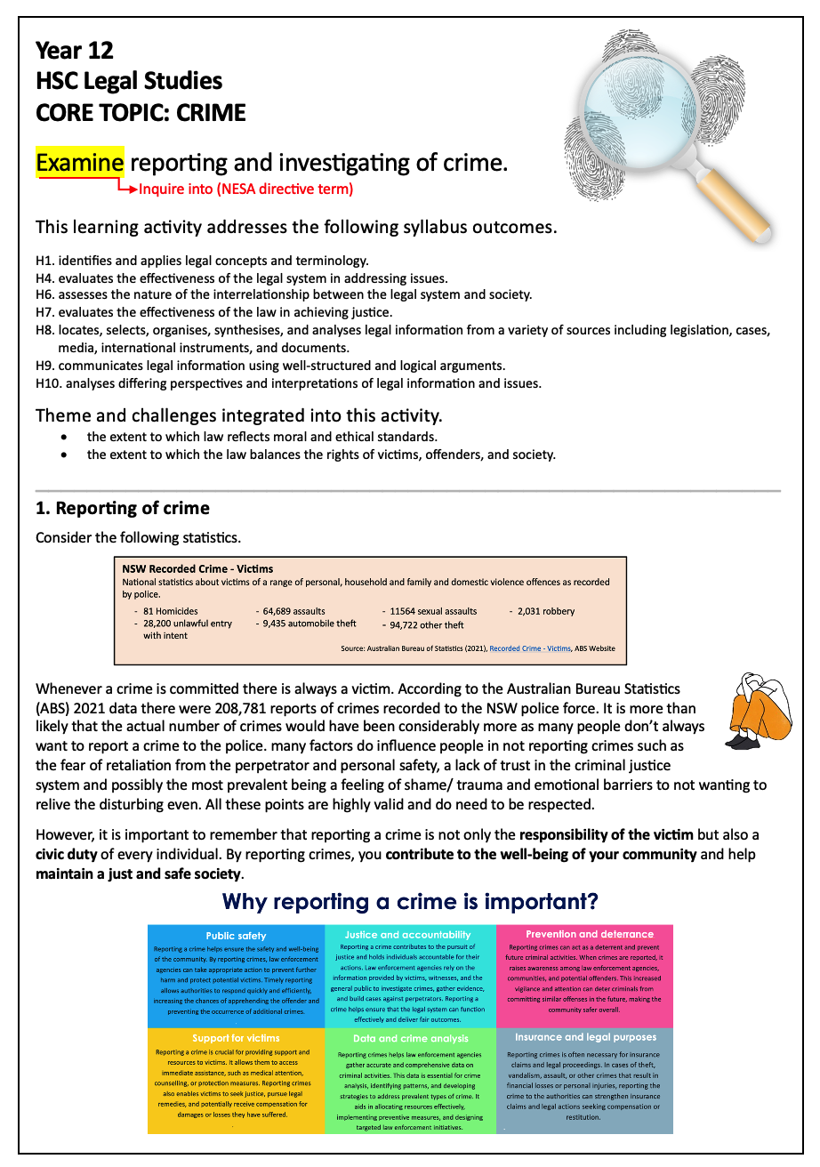 A2 Reporting And Investigation Of Crime