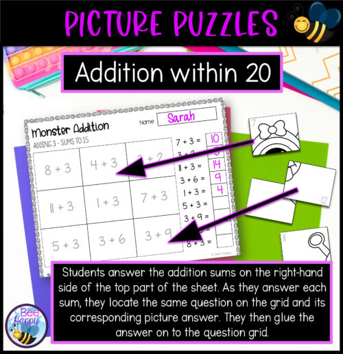 Picture Puzzles Addition Within 20 Instructions