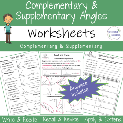 Worksheets Complementary Supplementary Angles Cover