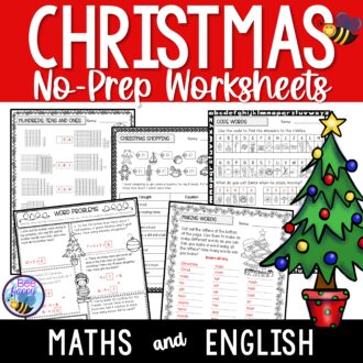 Christmas Maths and English Worksheets Cover