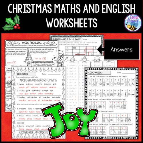 Christmas Maths And English Worksheets Answers
