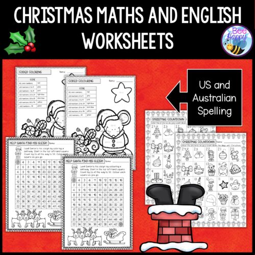 Christmas Maths And English Worksheets Us And Aus Spelling