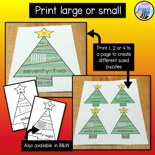 Christmas Place Value Puzzles Print Instructions