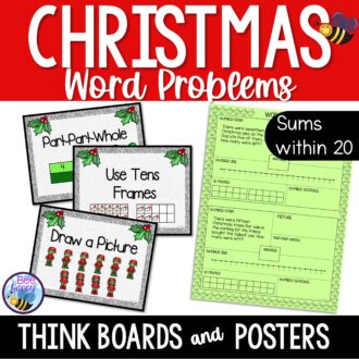 Christmas Word Problems Addition and Subtraction within 20 Think Boards and Posters Cover