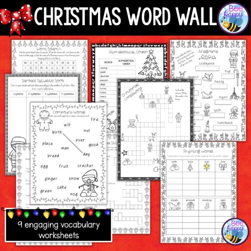 Christmas Word Wall Vocabulary Worksheets