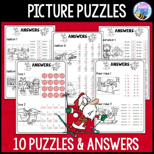 Christmas Maths Mystery Picture Puzzles 10 Puzzles And Answers