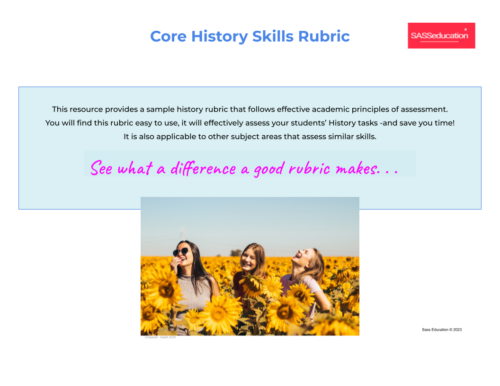 Core History Skills Rubric Cover Page