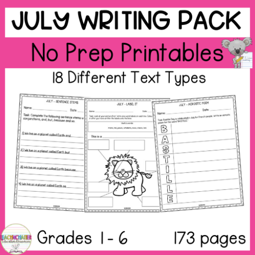 Writing Pack For July