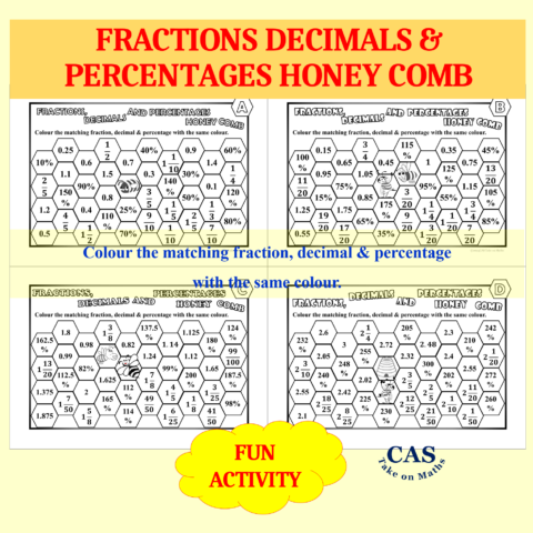 Fractions Decimals Percentages Colouring Activity-Abcd