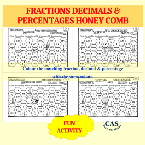 Fractions Decimals Percentages Colouring Activity-Abcd