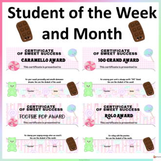 Final certificate of sweet success student of the week and month cover page