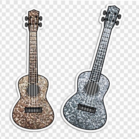 Gold And Silver Glitter Ukulele Digital Sticker Preview