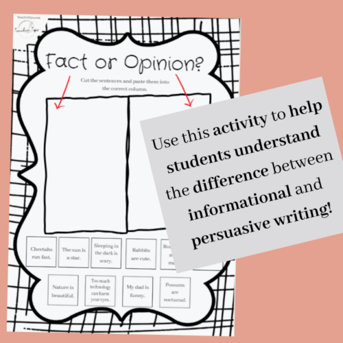 Fact Or Opinion Informative Writing