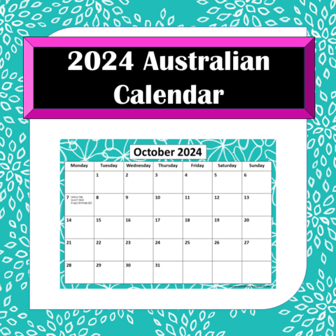 Australian Calendar 2024 Aqua Cover