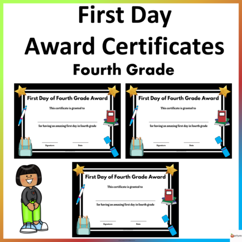 First Day Of Fourth Grade Award Certificates Cover Page