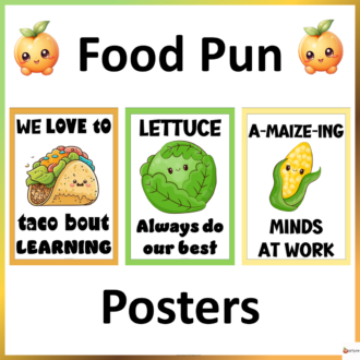 food puns posters kawaii theme cover page