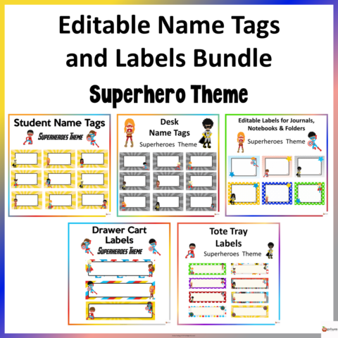 Name Tags And Labels Superhero Theme Cover Page