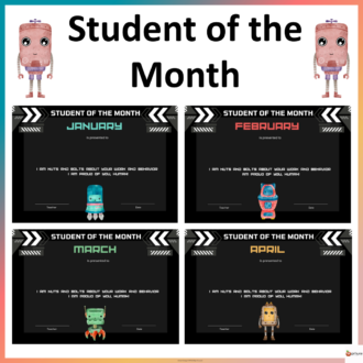 student of the month robot theme cover page