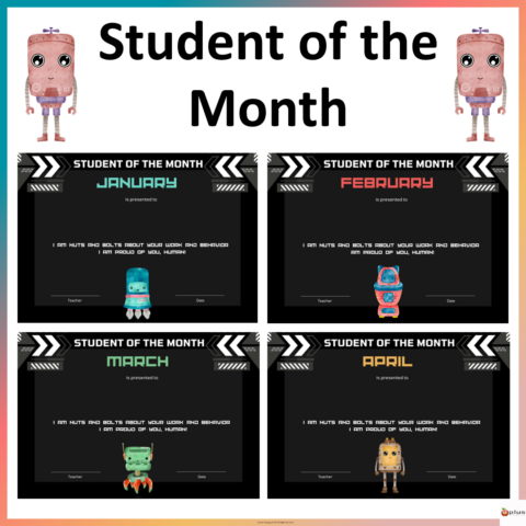 Student Of The Month Robot Theme Cover Page