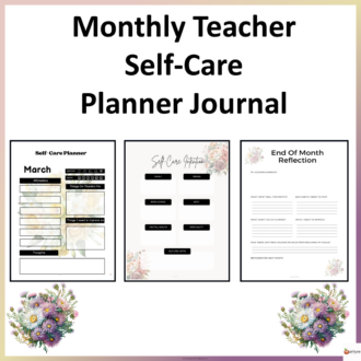 teacher self care planner journal cover page