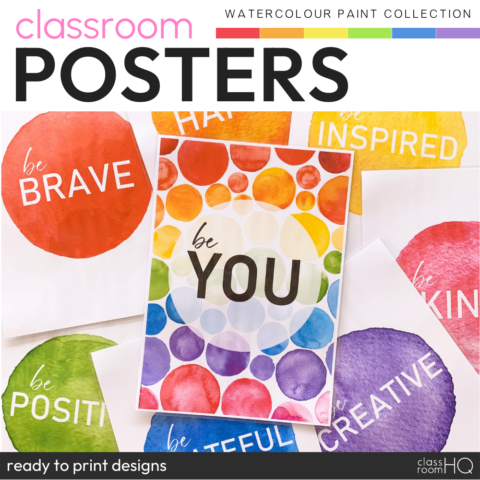 Watercolour Paint Inspirational Growth Mindset Posters | Inclusive Classroom