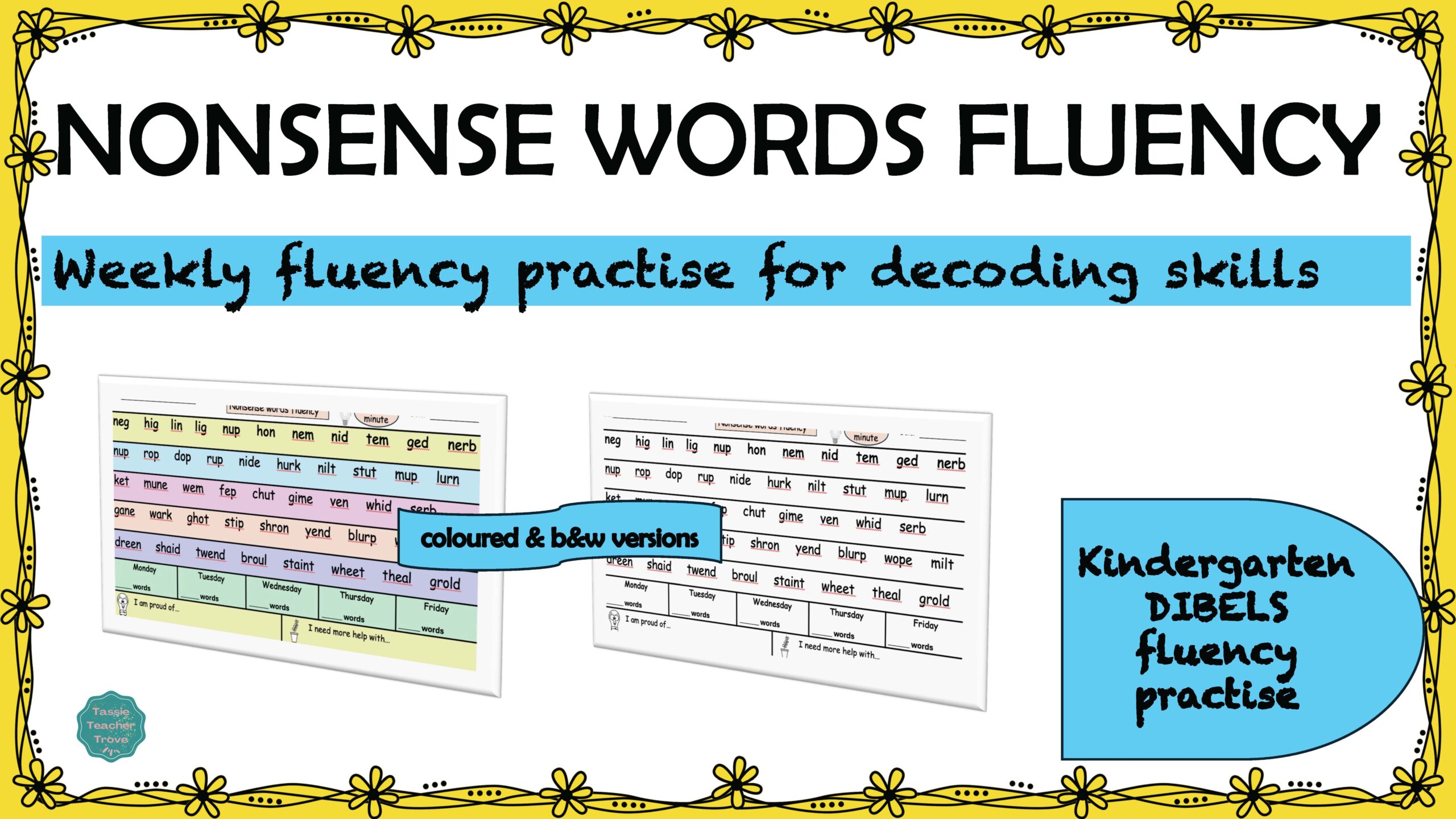 Nonsense Words Fluency Grade K Page 1