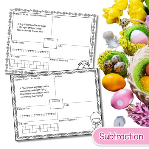 Easter Word Problems Subtraction Think Boards