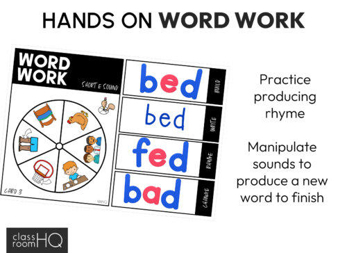 Cvc Word Families No Prep Spin And Spell Word Work Game