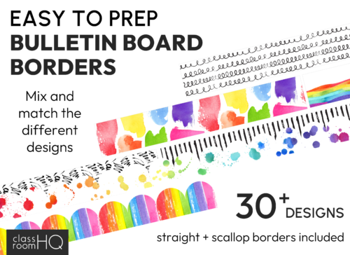 Classroom Bulletin Board Borders | Rainbow Watercolour Paint Classroom