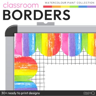 Classroom Bulletin Board Borders | Rainbow WATERCOLOUR PAINT Classroom Decor