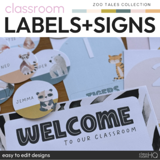Wild Animal Zoo Theme Classroom Decor Labels + Signs Pack | ZOO TALES Collection