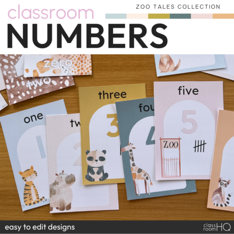 Wild Animal Zoo Theme Classroom Decor Number Posters | Zoo Tales Collection