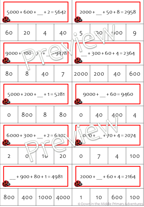 Expanded Form Clip Cards 4 Digit Numbers Atm Preview 2
