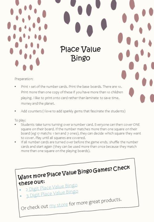 Place Value Bingo Preview 1