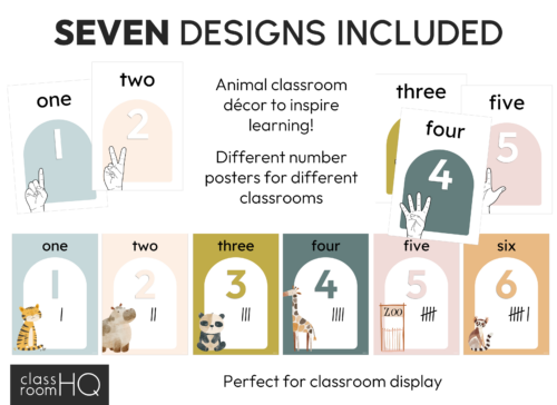 Wild Animal Zoo Theme Classroom Decor Number Posters | Zoo Tales Collection